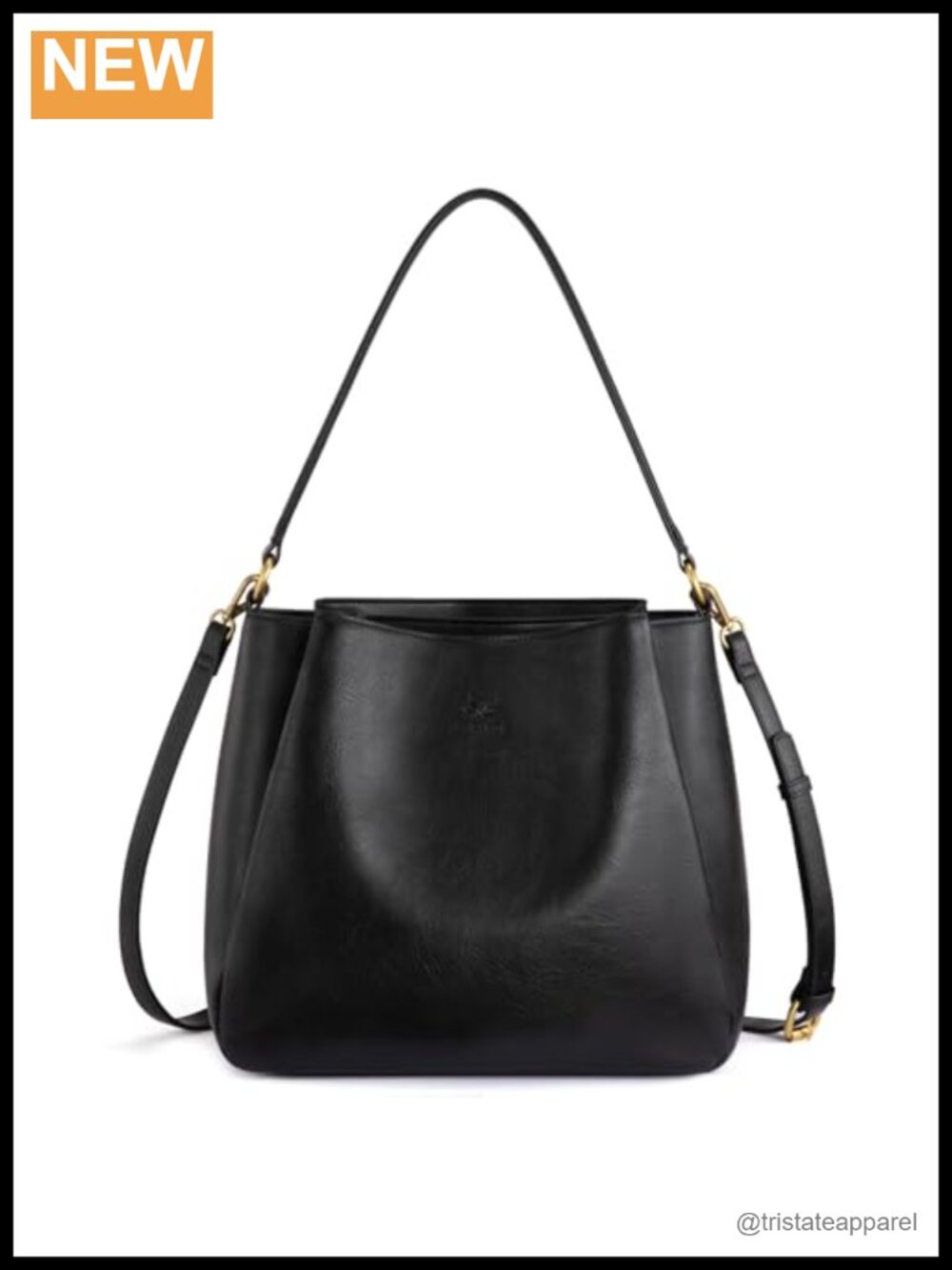 Vegan Leather Hobo Bag Three Compartments Adjustable Crossbody